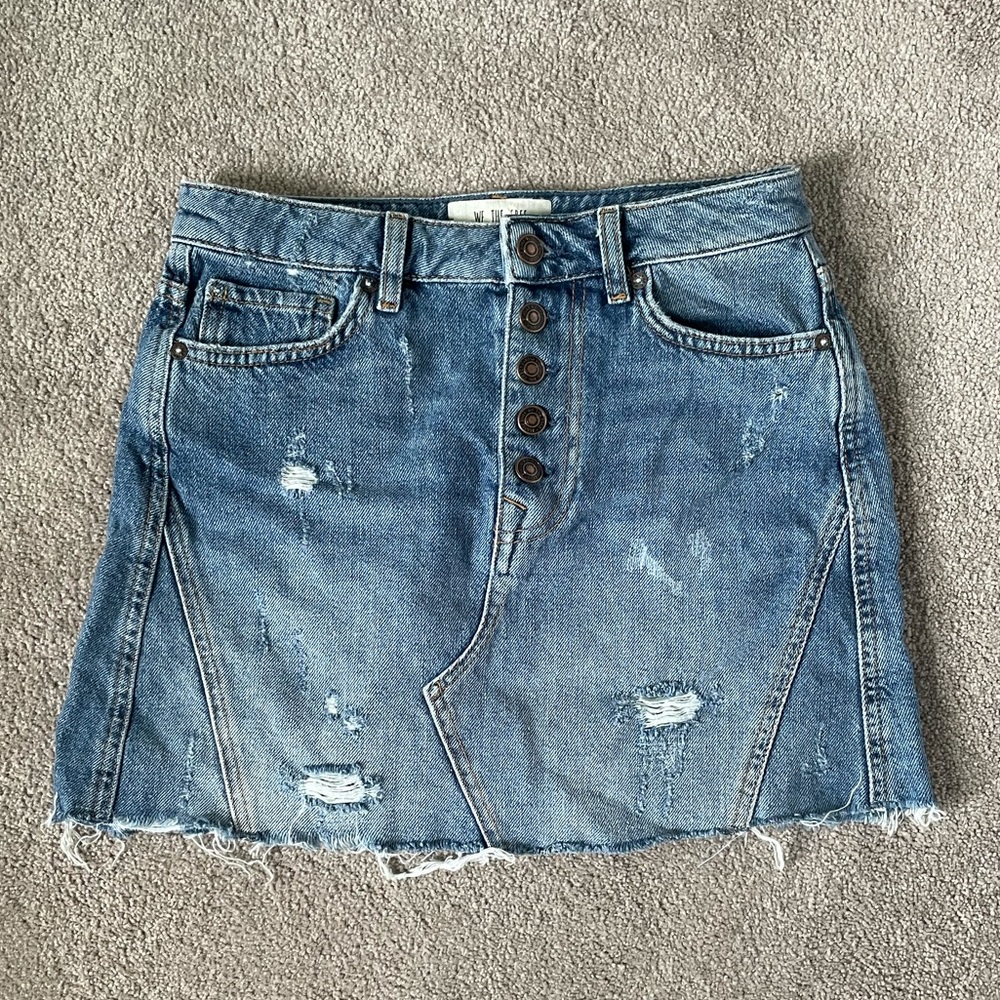 Free People We the Free A-Line Denim Skirt
